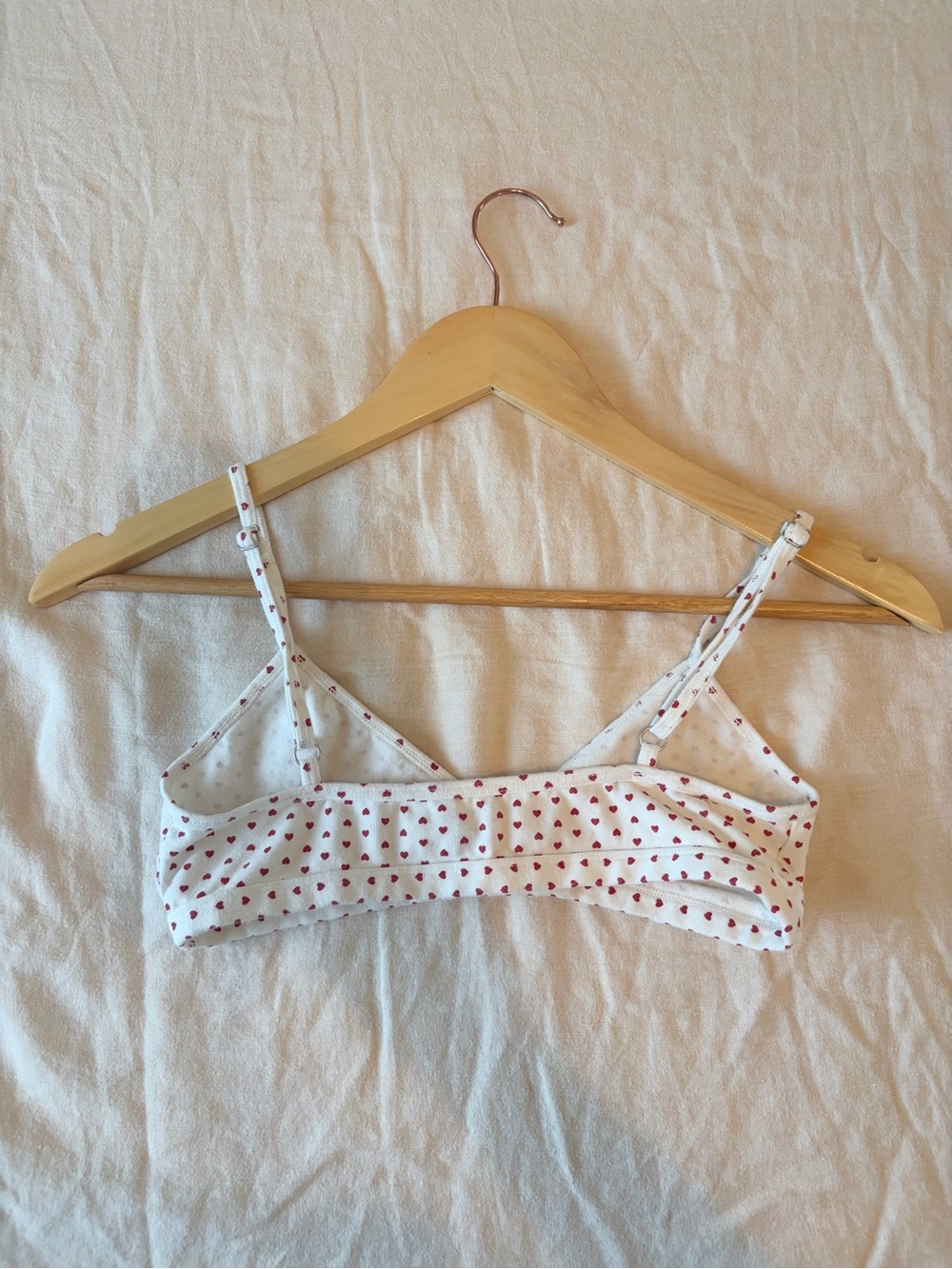 Brandy Melville |  White Bralette with Red Heart Print - Picture 2 of 3